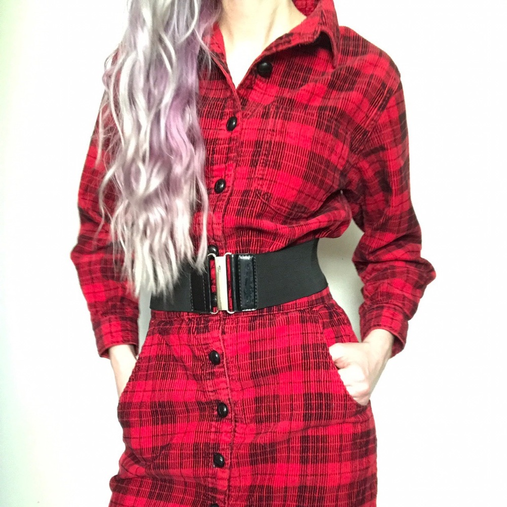 Jillian vintage plaid corduroy dress